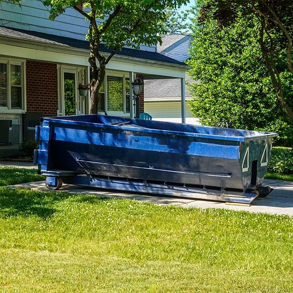 residential dumpsters can be placed on a driveway or lawn, but safety measures need to be taken to avoid damage to the property